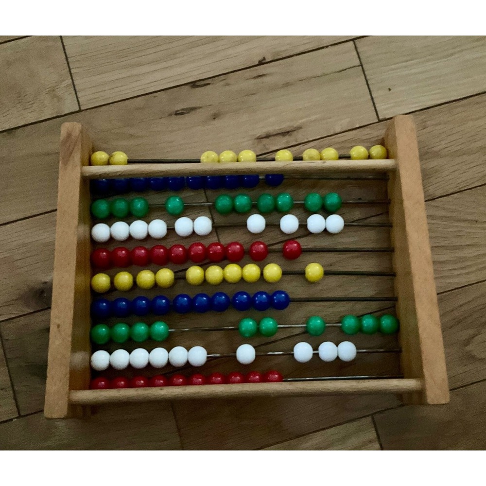 Vintage Wooden Abacus Colorful Beads For Math & Counting Education